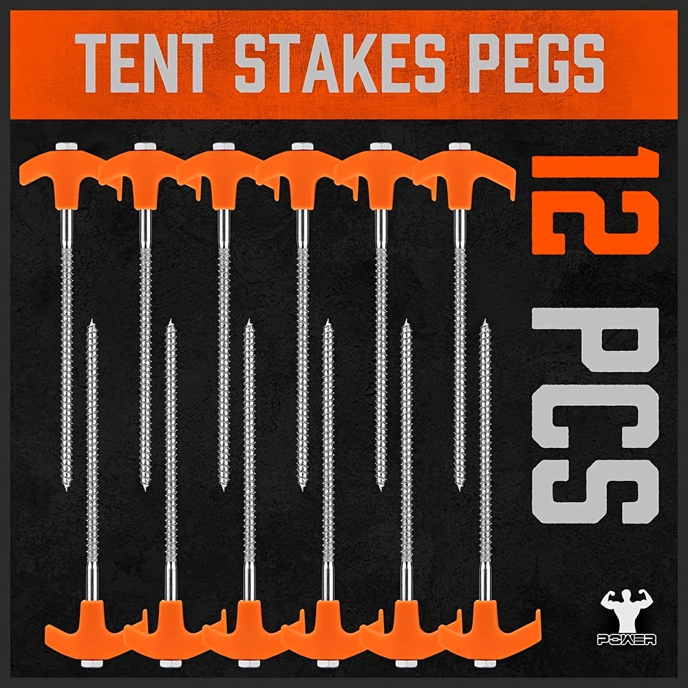 18 pcs Heavy Duty Tent Stakes Set with Rope & Hook