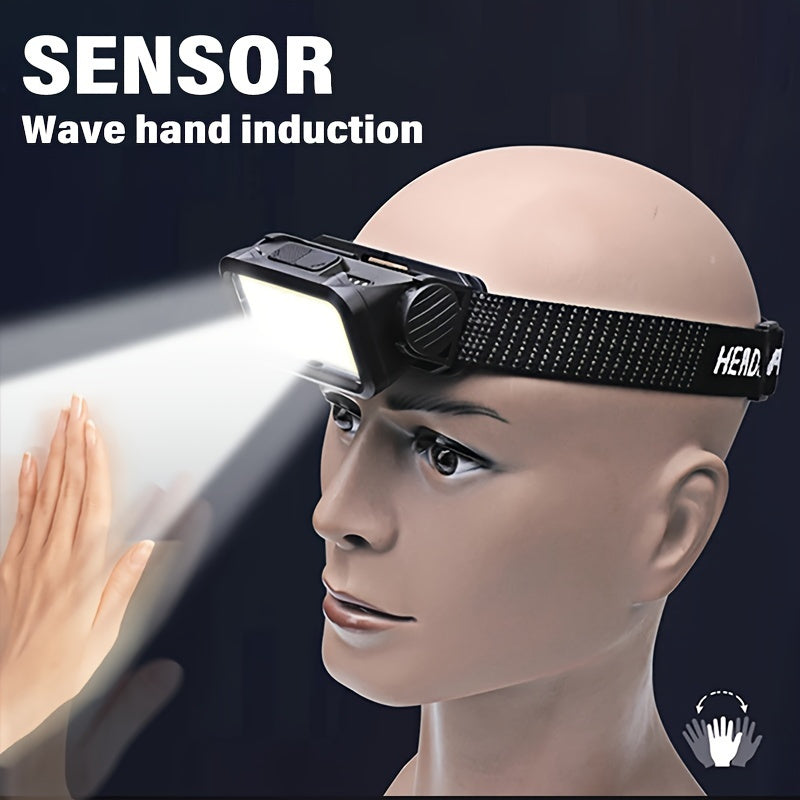 Rechargeable LED Headlamp with Wave Sensor and 4 Modes