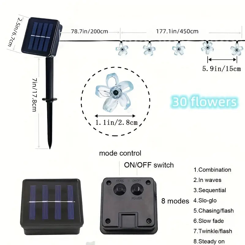 Decorative Solar Flower Lights - Illuminate Your Outdoor Space with 30 Fairy Cherry Flowers