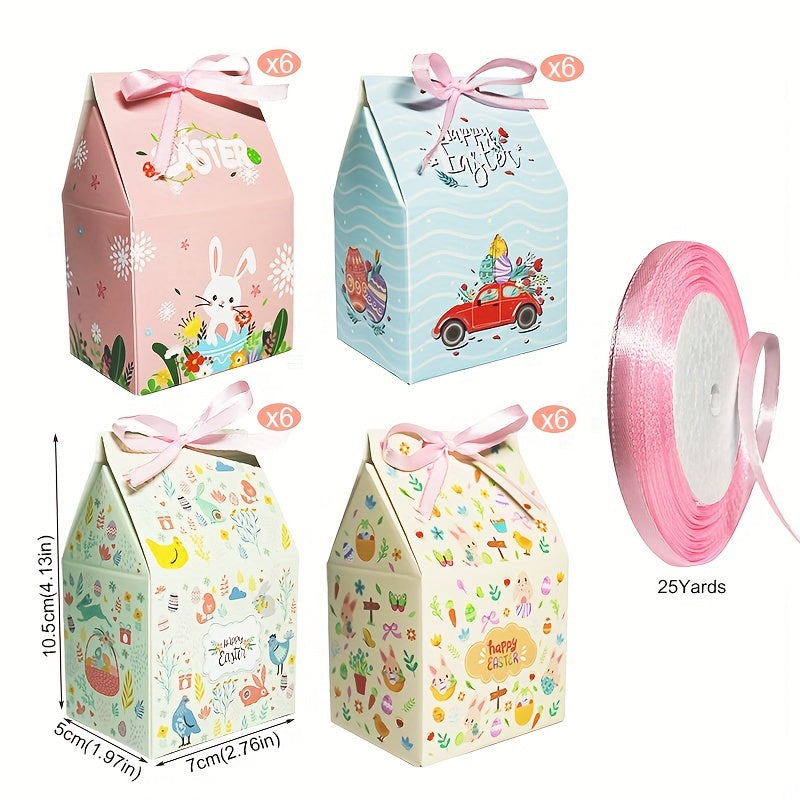 24-Pack Easter Treat Boxes with Ribbon