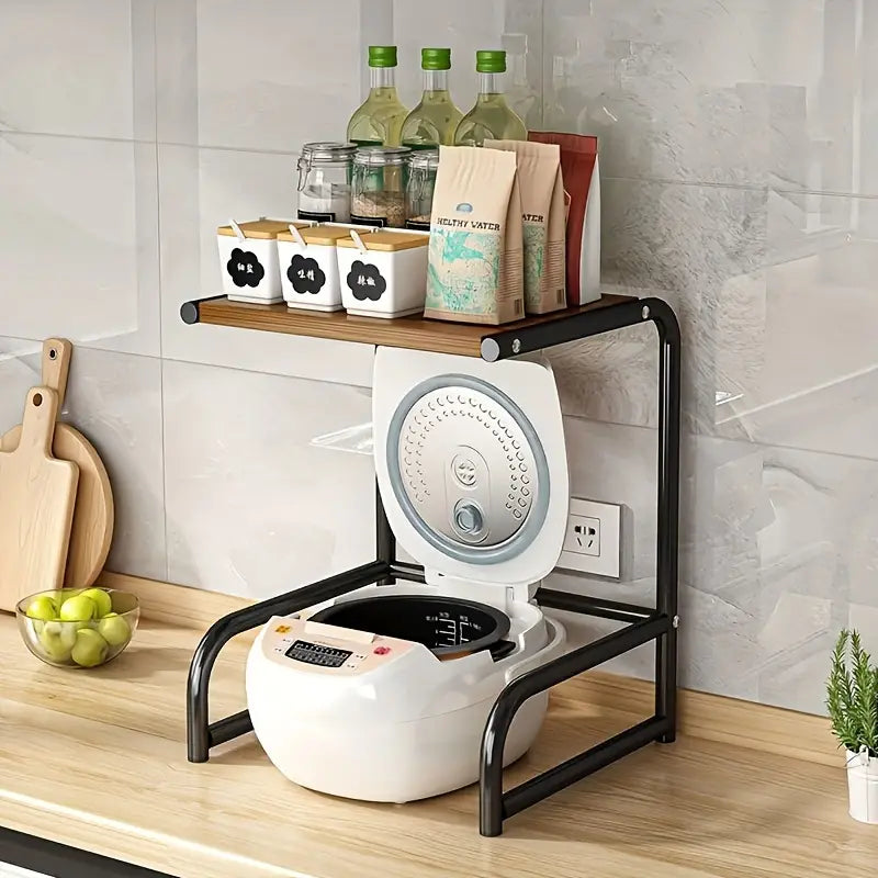 Multifunctional Microwave Storage Shelf - Kitchen Organizer and Oven Holder- Black