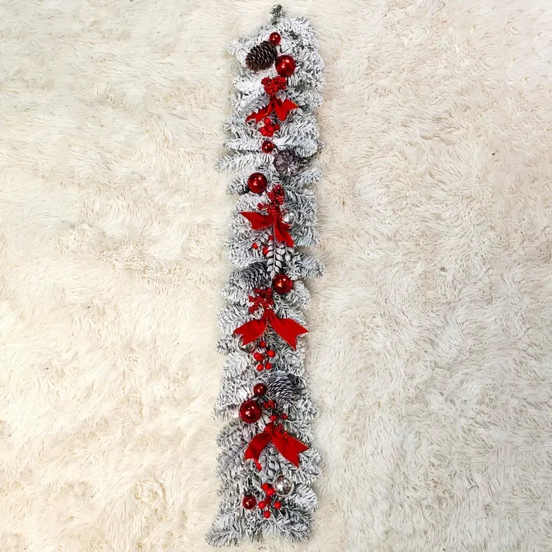 Christmas Flocking Wreath Door Hanging - Rattan Reverse Hanging Tree Decoration