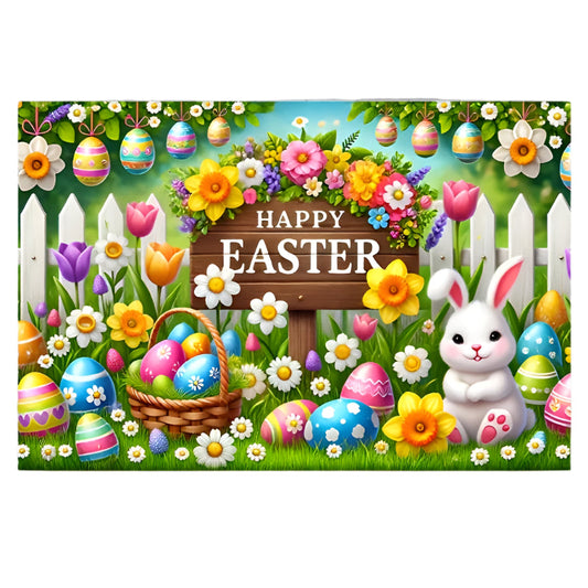 Easter Bunny & Eggs Fabric Backdrop