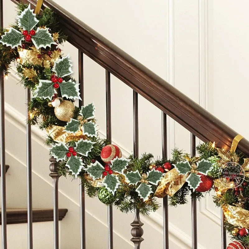 1pc Artificial Christmas Pinecone Red Berry Stem