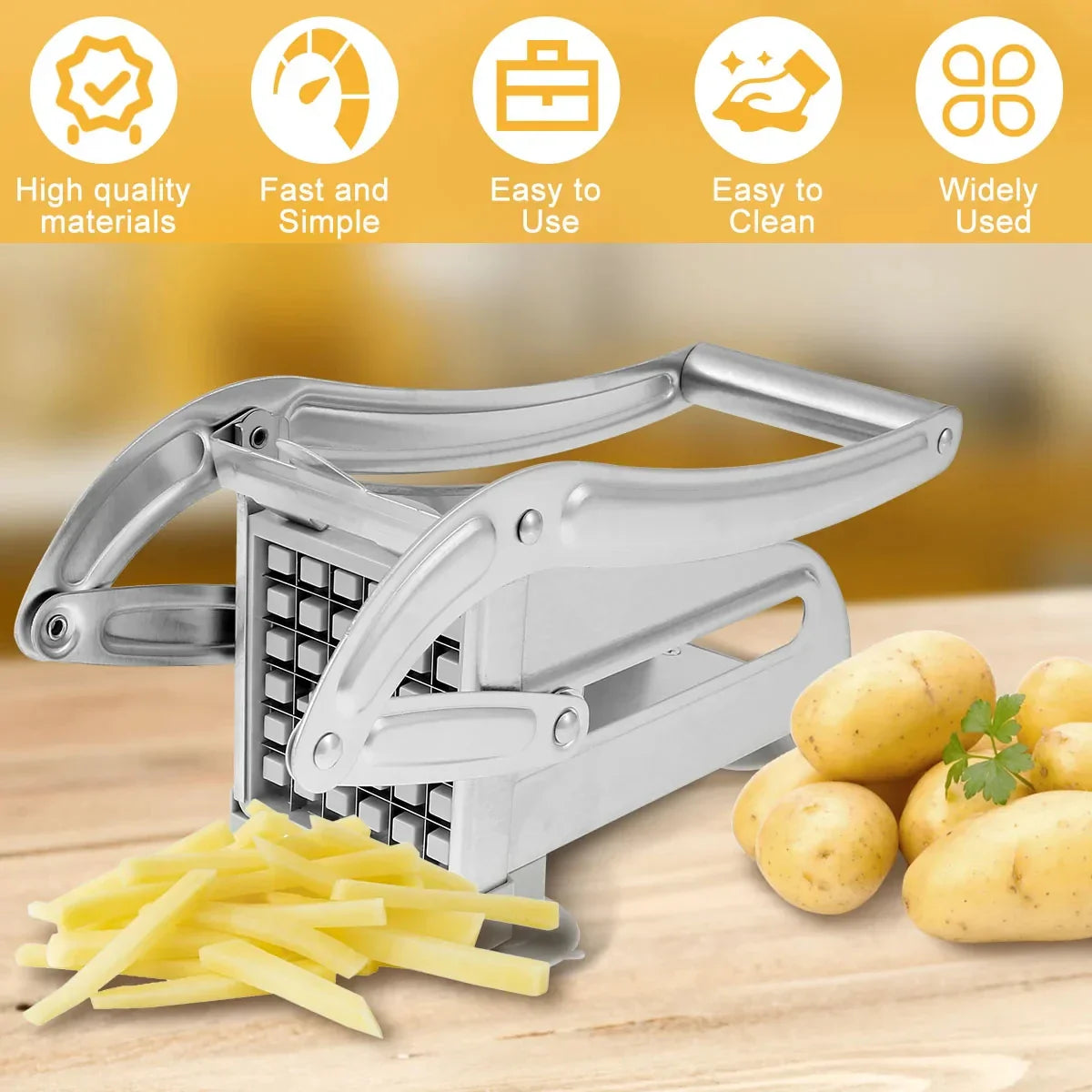 1PC Stainless Steel Manual Potato Cutter – French Fry & Veggie Slicer
