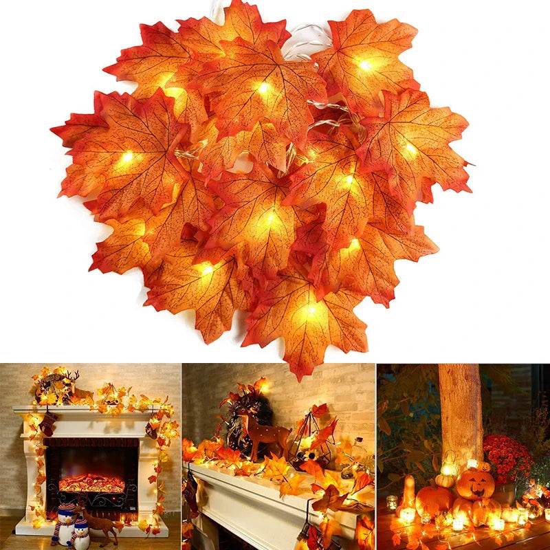 Christmas Decoration Maple Leaf LED Light String Garland
