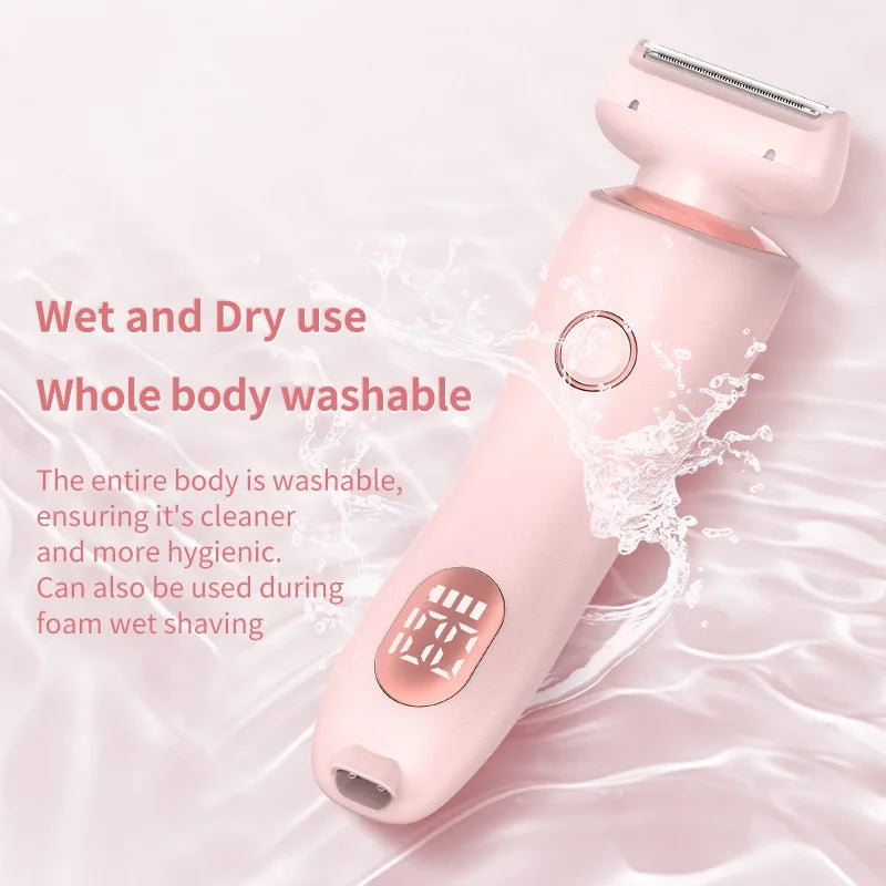 2 in 1 Waterproof Electric Shaver for Women Painless Hair Removal Pink