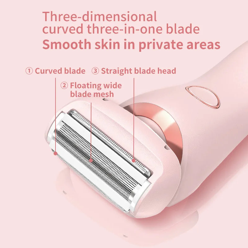 2 in 1 Waterproof Electric Shaver for Women Painless Hair Removal Pink