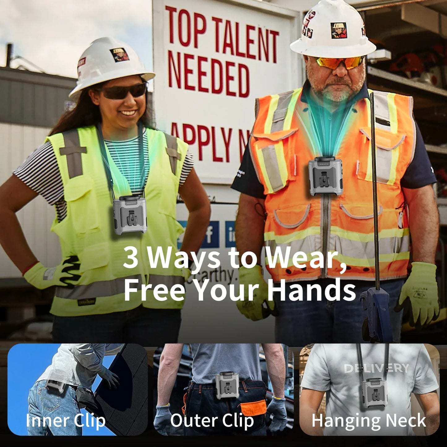 Outdoor Waist Fan with LED & Power Bank (20000mAh)