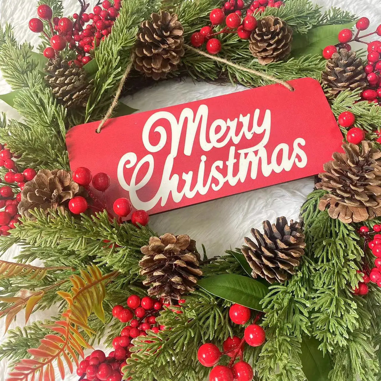 Christmas Wreath Red Berry Vine Door Decoration