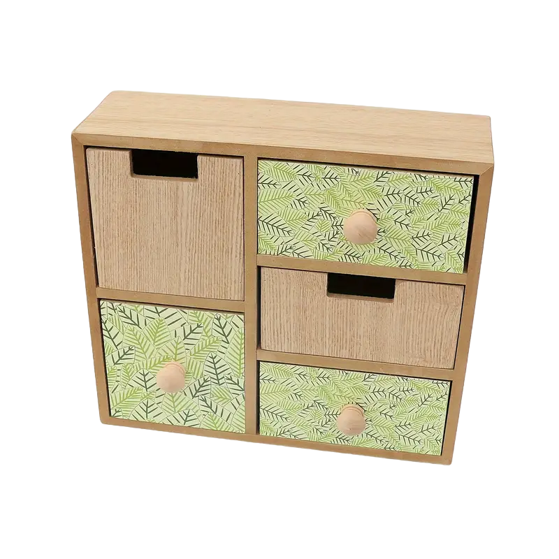 Exquisite Applique Drawer Box Storage - Wood Color