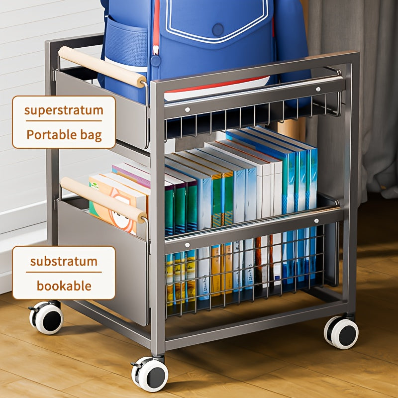 Mobile Book Bag Storage Rack Trolley