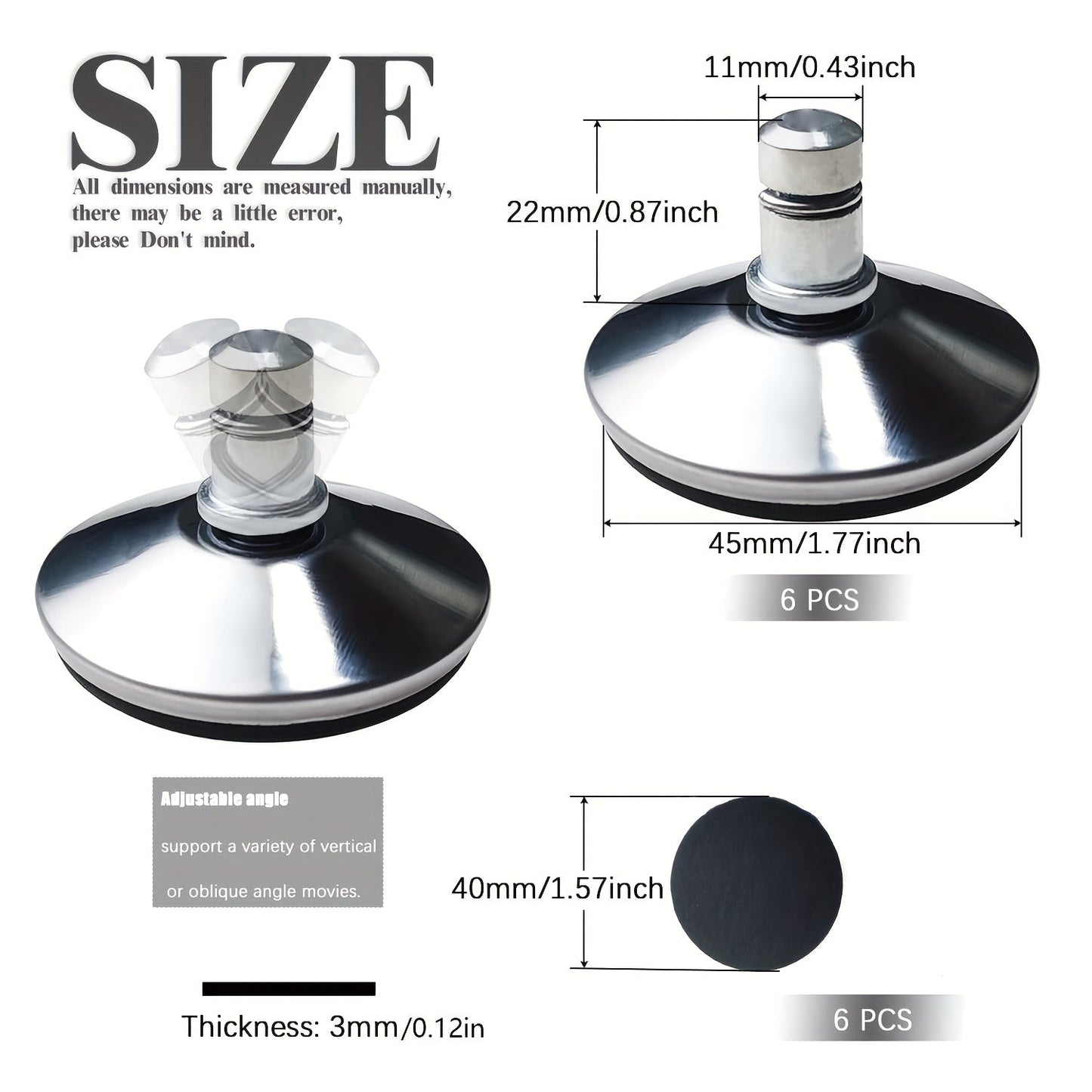 Office Chair Casters with Self-Adhesive Pads (6 pcs)