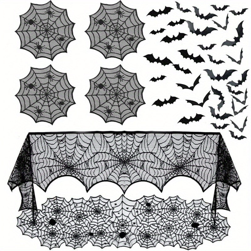 Halloween Lace Spiderweb Party Decoration Set (22pcs)