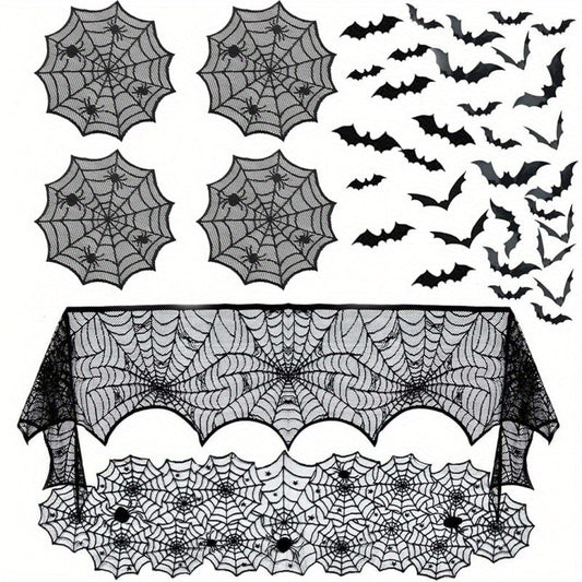 Halloween Lace Spiderweb Party Decoration Set (22pcs)