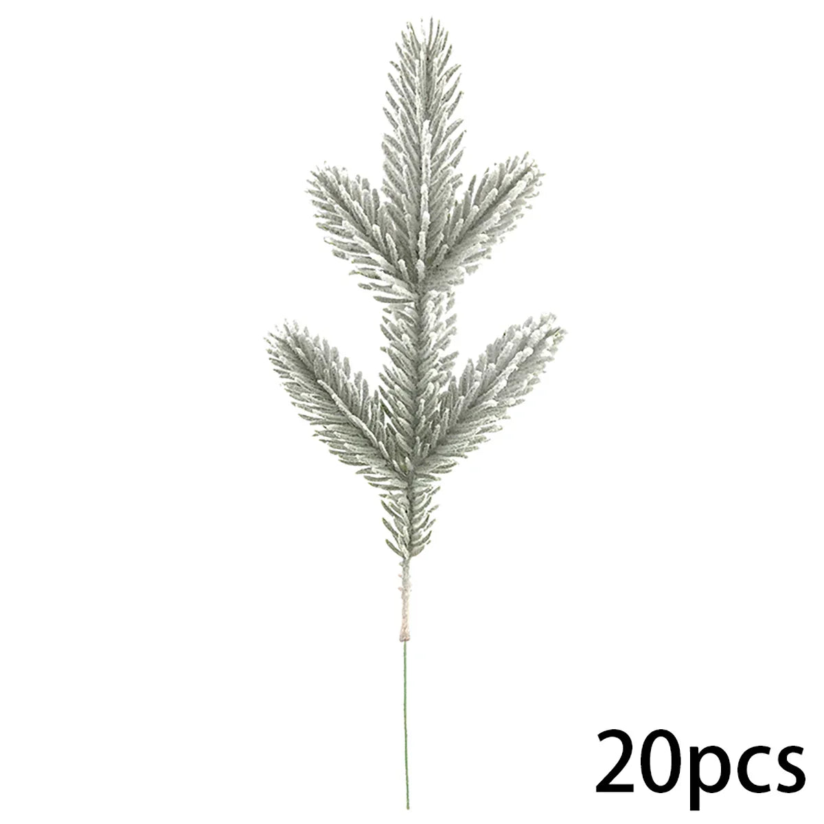 Artificial Snowy Pine Needles Branches Christmas Picks (20pcs)