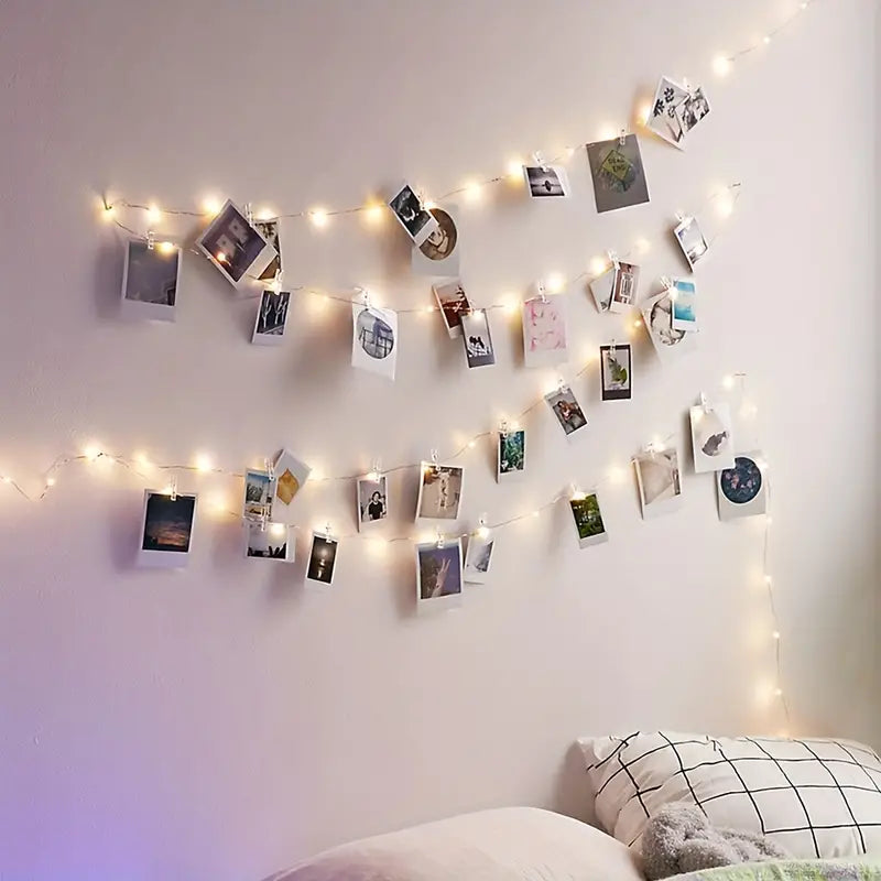 Photo Clips String Lights - Battery Operated String Lights with Clips(5M/16.40Ft)