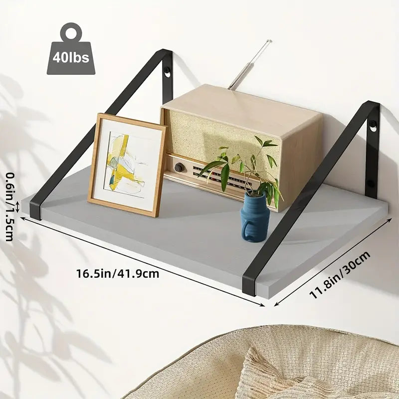 Rustic Wooden Wall Mounted Floating Shelf Set (2pcs)