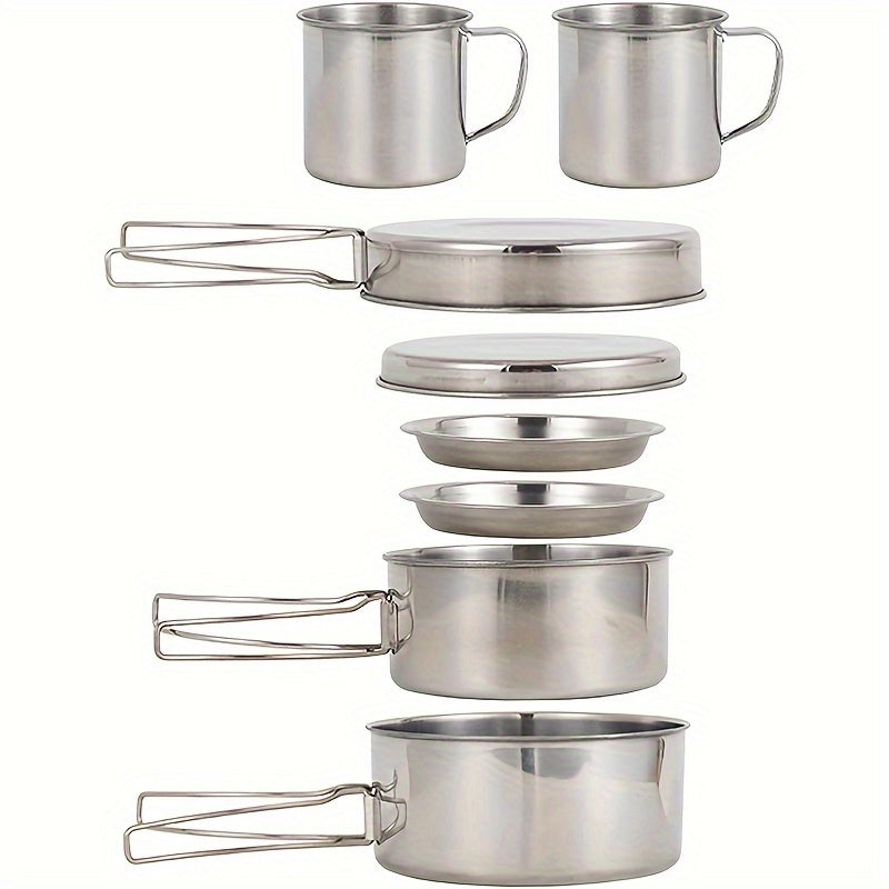 Camping Cookware Set Stainless Steel (8pcs)