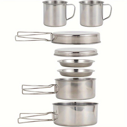 Camping Cookware Set Stainless Steel (8pcs)