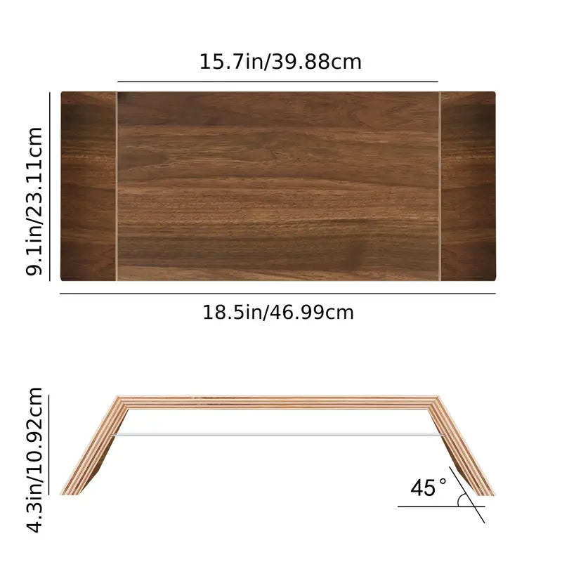 Premium Black Walnut Monitor Stand Riser with Underneath Storage