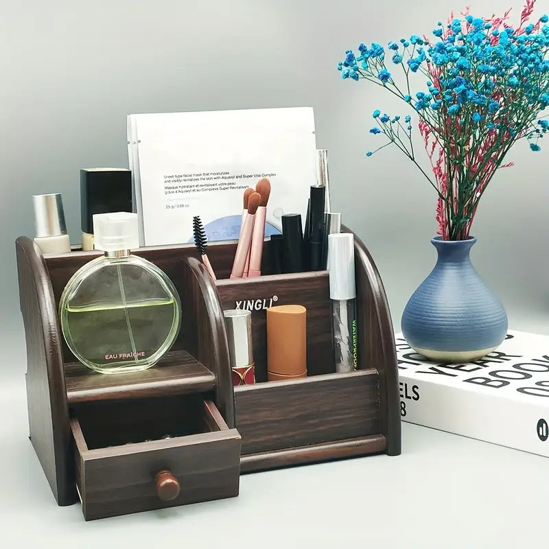 Wooden Desk File Organizer with Drawer