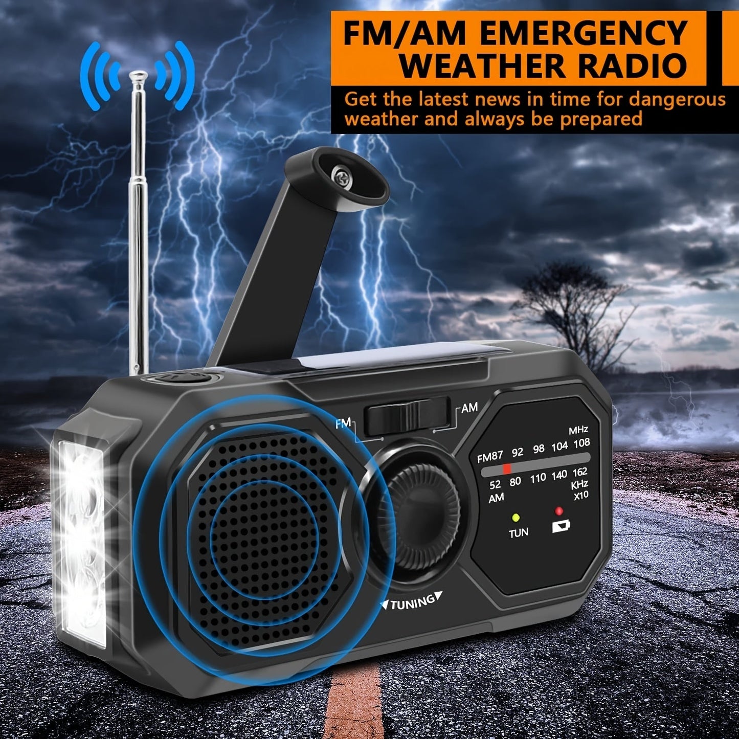 Emergency Radio Solar Hand Crank USB Power Bank