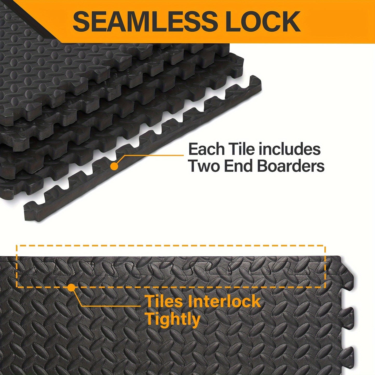 Interlocking Exercise Mat Black Set (48pcs)