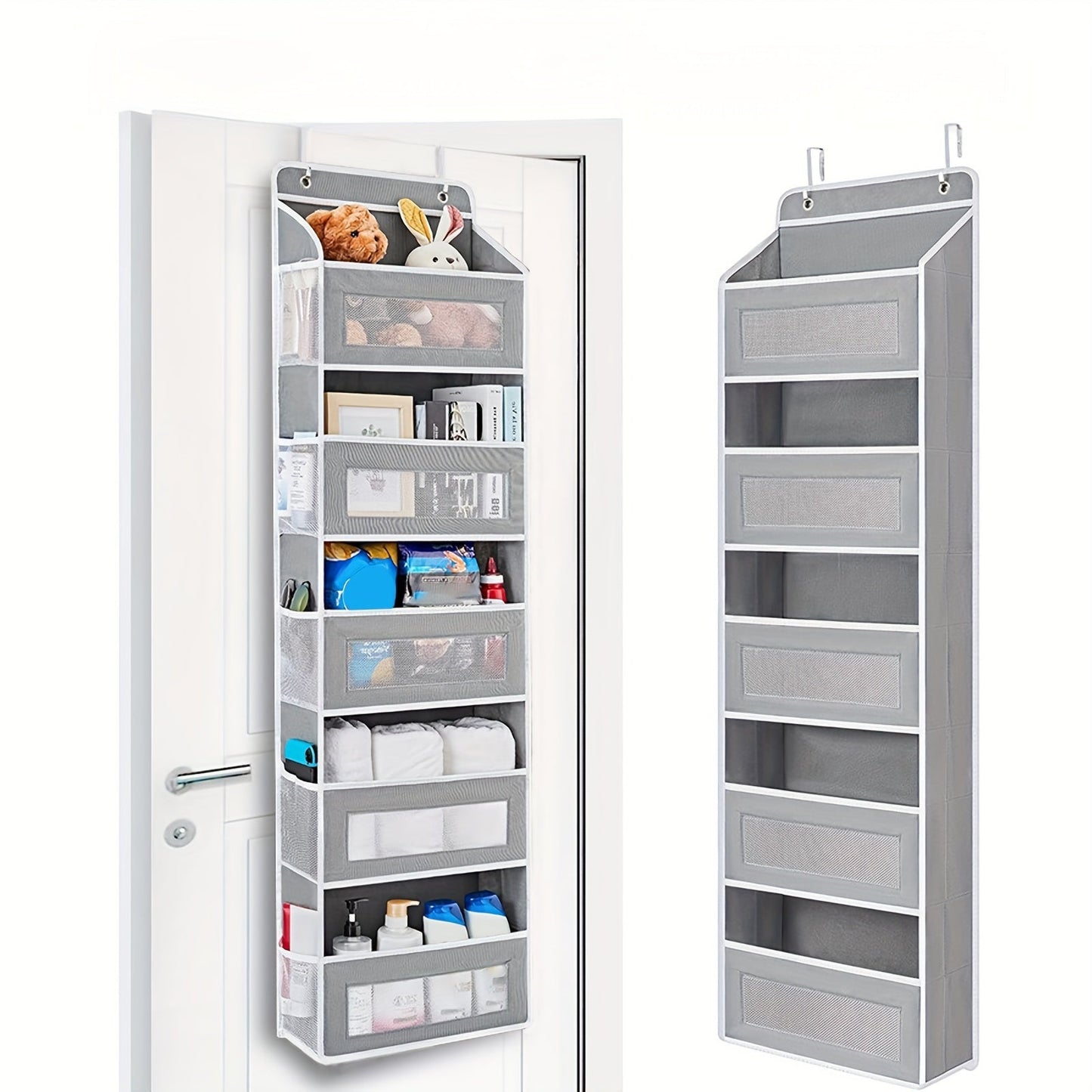 3-Layer Over-the-Door Storage Rack Gray