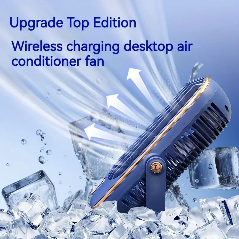 Large Battery Dual Motor Portable Fan - Blue