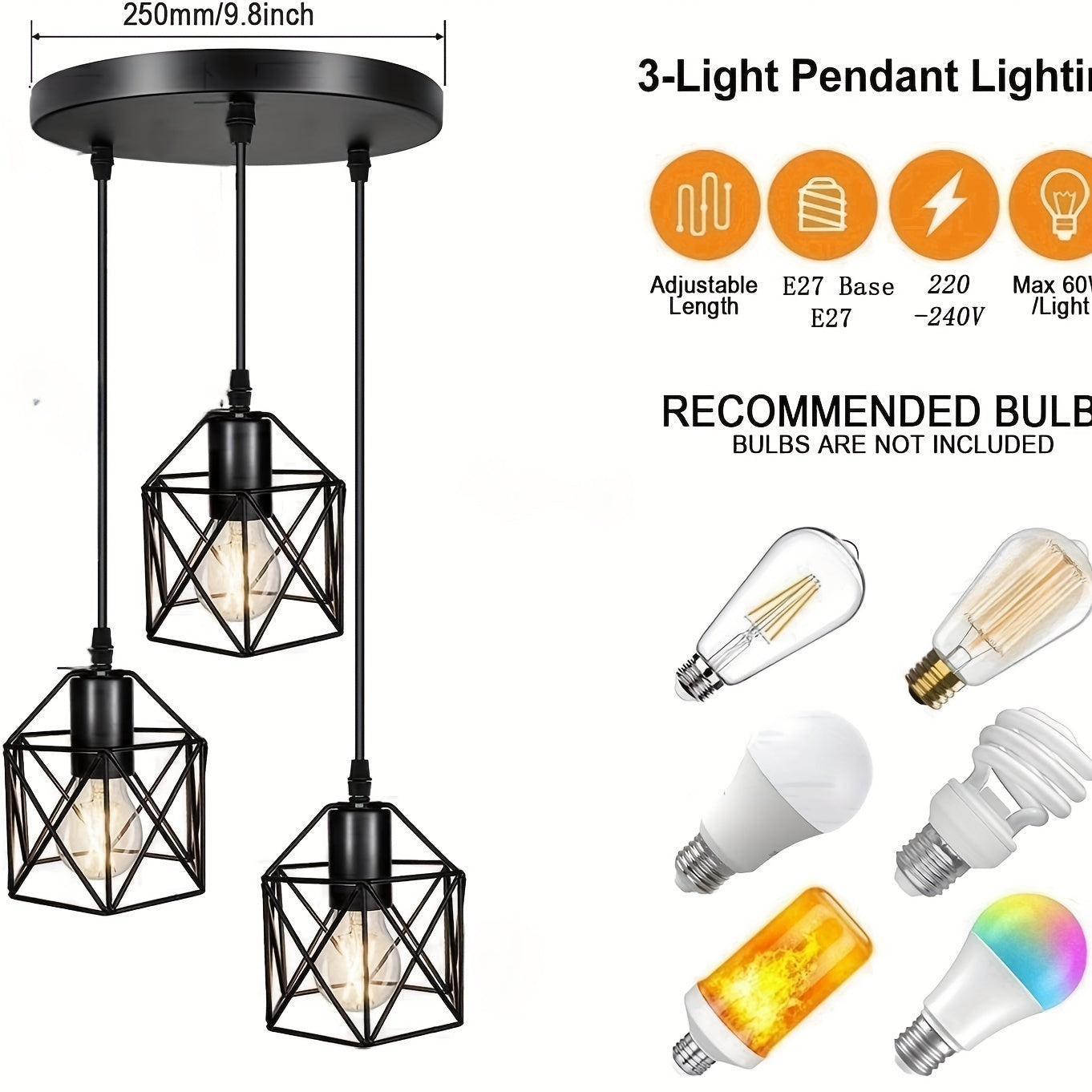 3-Light Industrial Ceiling Light