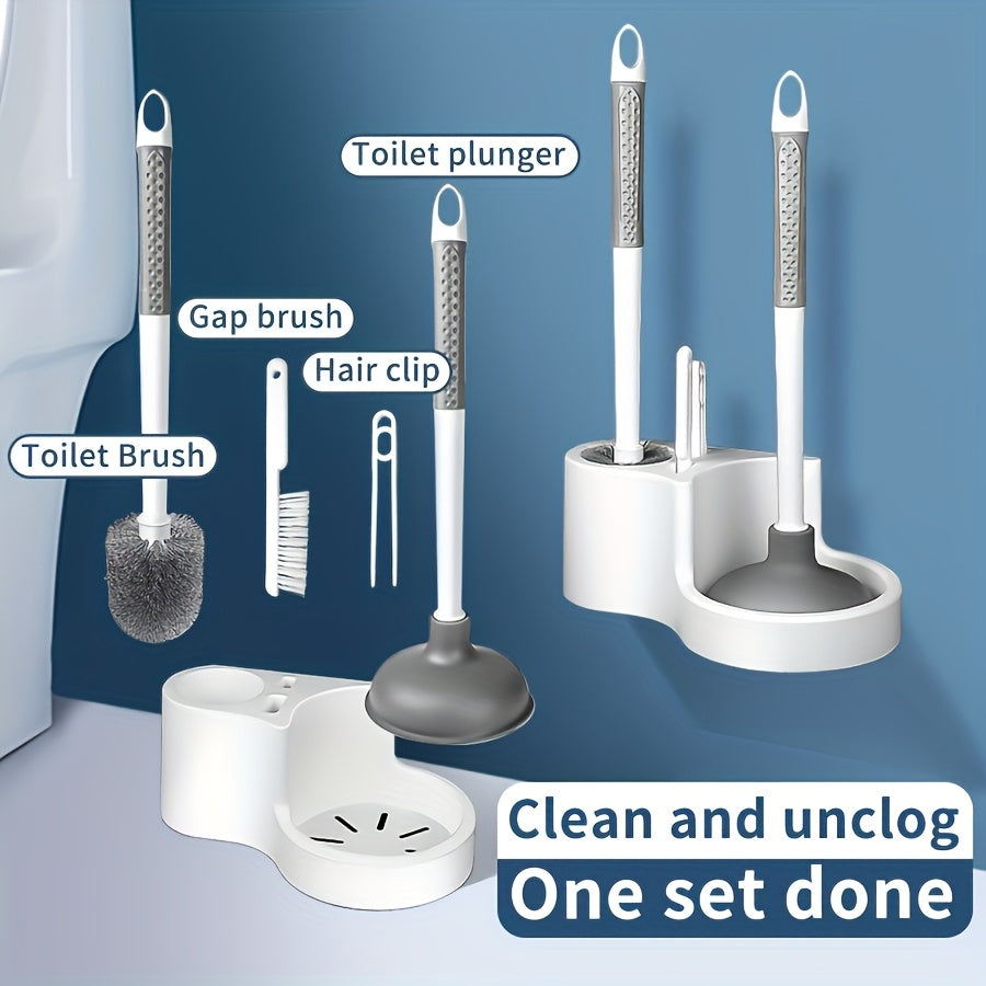4-in-1 Wall-Mounted Toilet Brush Set