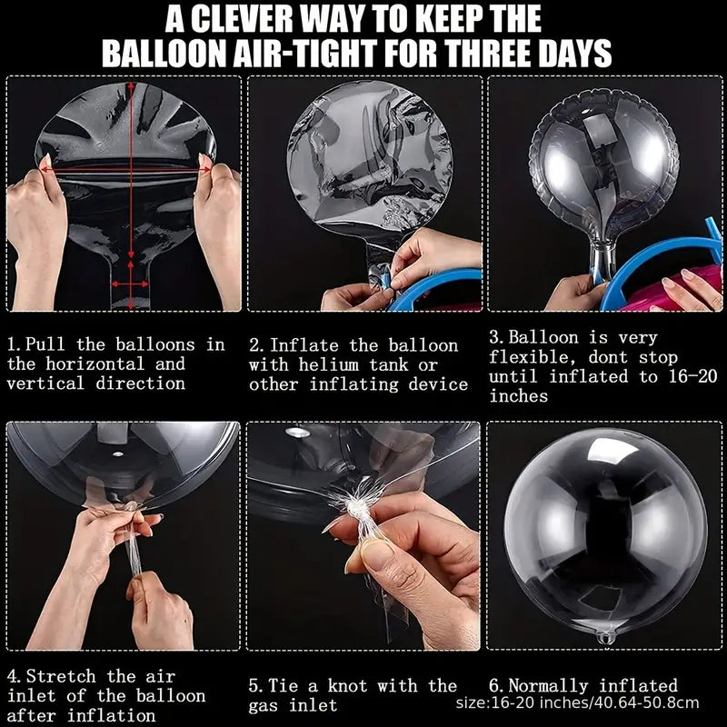 10pcs LED Balloons: Luminous Bobo Light-Up Flashing Helium Balloons(Warm Light)