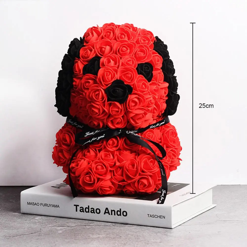 Teddy Rose Dog Artificial Flower Decoration (Red)