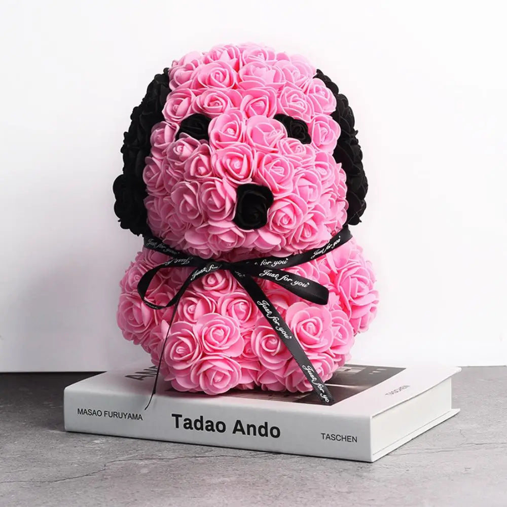 Teddy Rose Dog Artificial Flower Decoration (Pink)