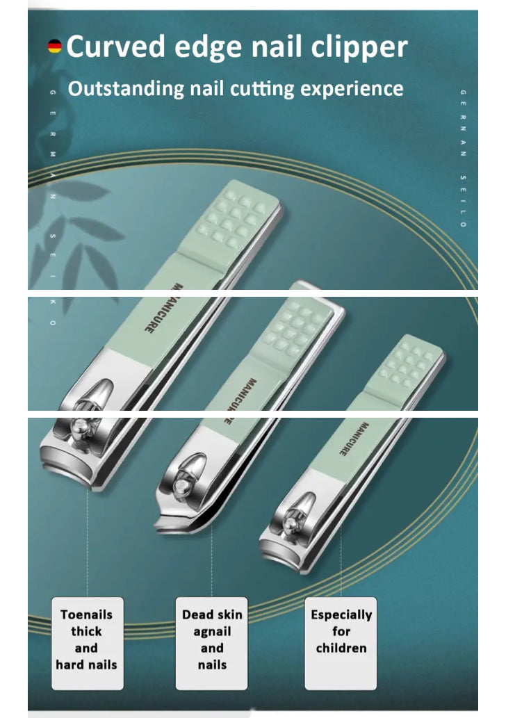 12/16 Pcs Manicure Pedicure Facial Set  With Leather Case