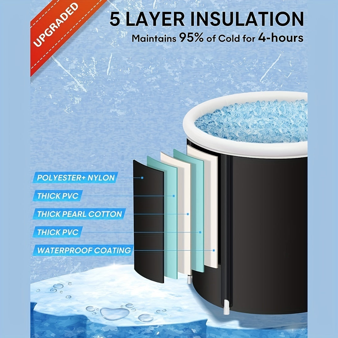 1Pc Freestanding Ice Bath Tub for Fitness Recovery(Black)