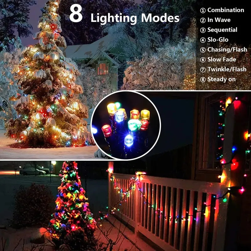 Christmas Solar String Lights - Multi-Colored, 8 Modes, Waterproof Fairy Lights