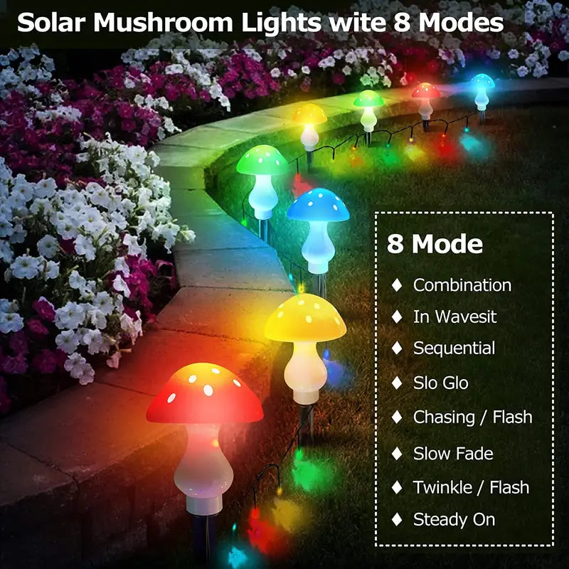Twinkling Toadstools: 12LED Multi-Color Changing Solar Christmas Lights