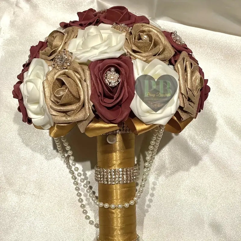 25-Piece Golden Artificial Rose Flowers Set