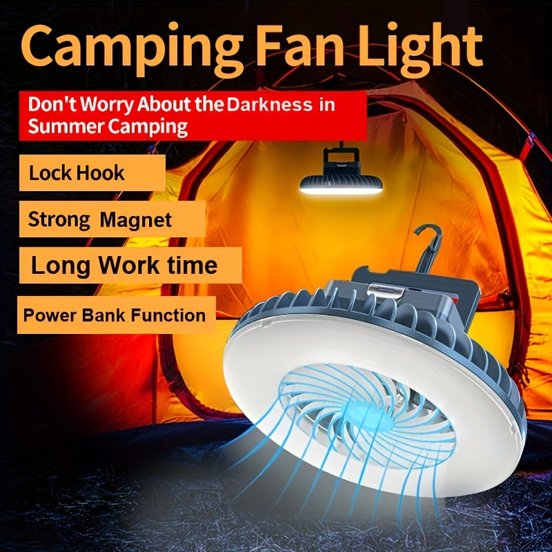 Camping Fan Light with Hook, Magnet & USB