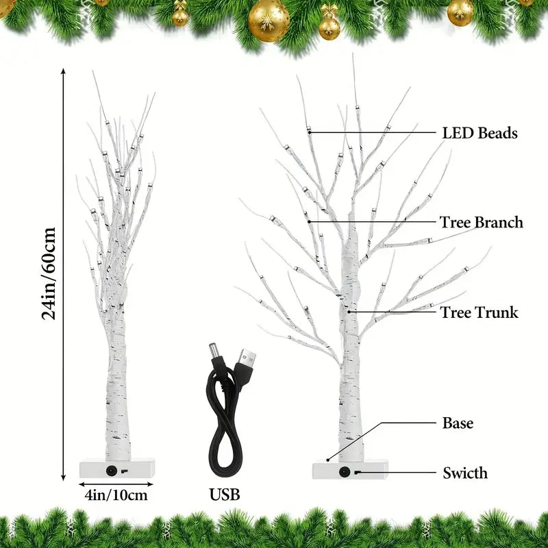 24LT 60.96cm Lighted Birch Tree - Warm White Christmas Lights