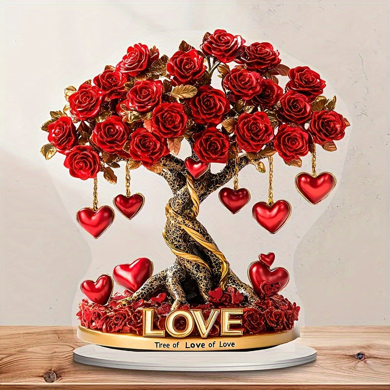 2D Crystal Heart "Tree of Love" Acrylic Decor