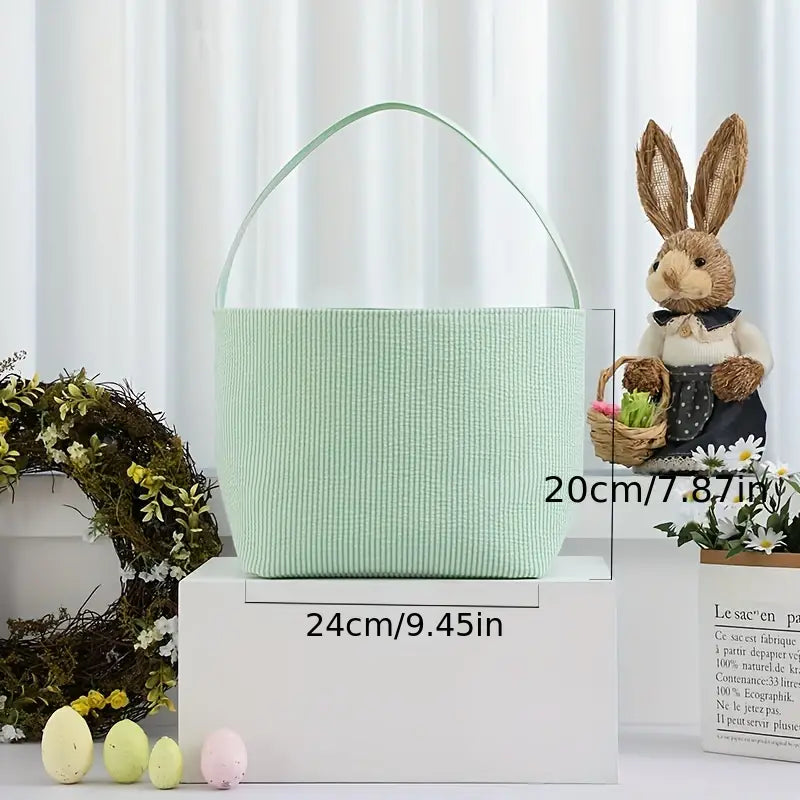 Easter Delight 3-Piece Seersucker Bunny Bag Set for Egg Hunting