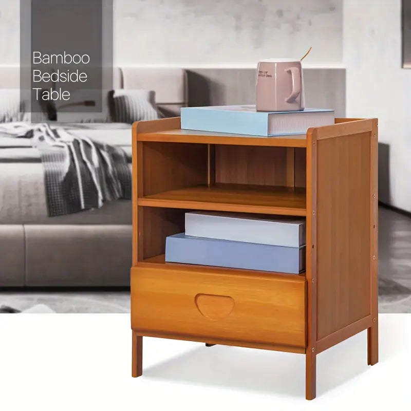 Bedside Table Rectangular Shape - Tan Color