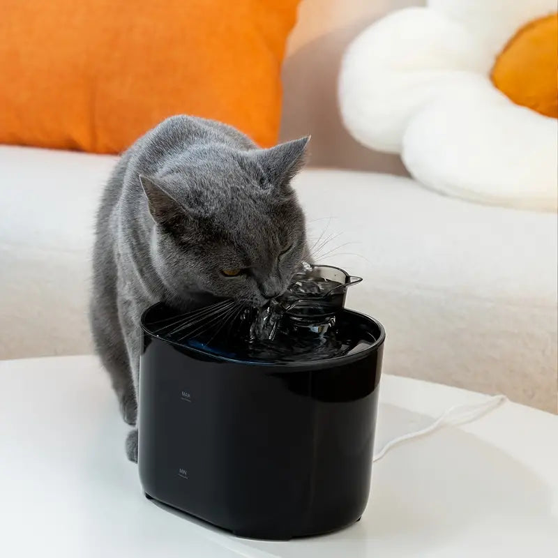 Smart USB-Powered 2.2L Pet Water Fountain for Cats and Dogs - Black