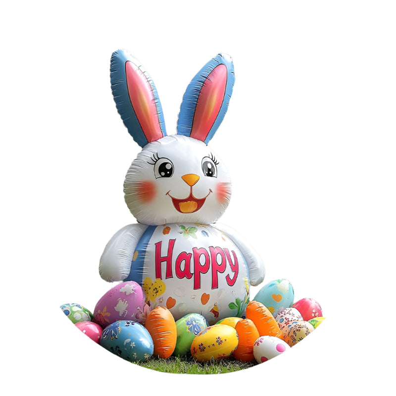 Giant Inflatable Easter Bunny with "Happy Easter" Message
