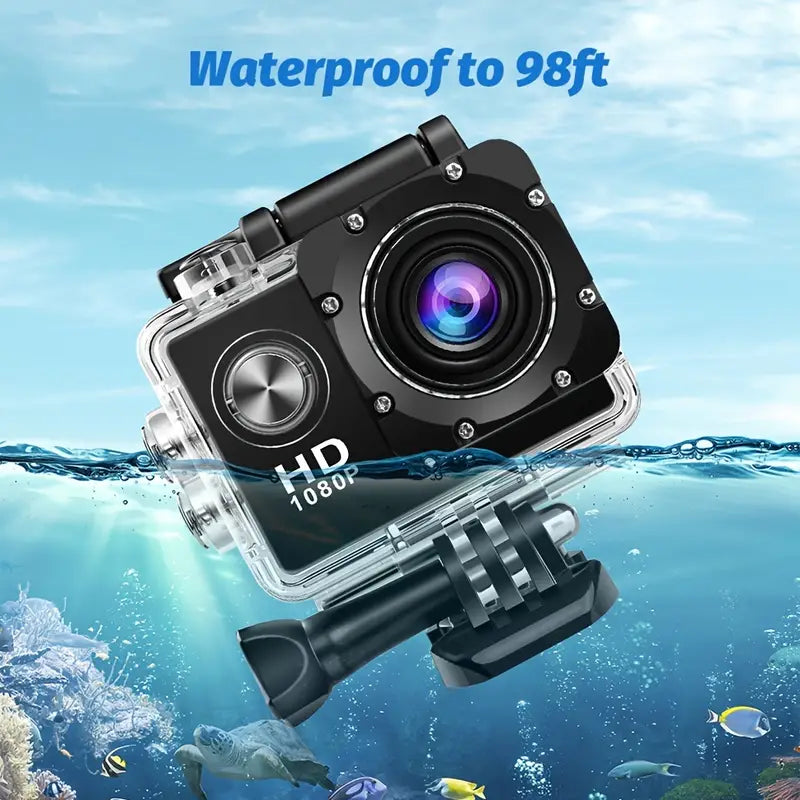 HD 1080P Sport Action Camera with 2-inch LCD Screen and Waterproof Housing