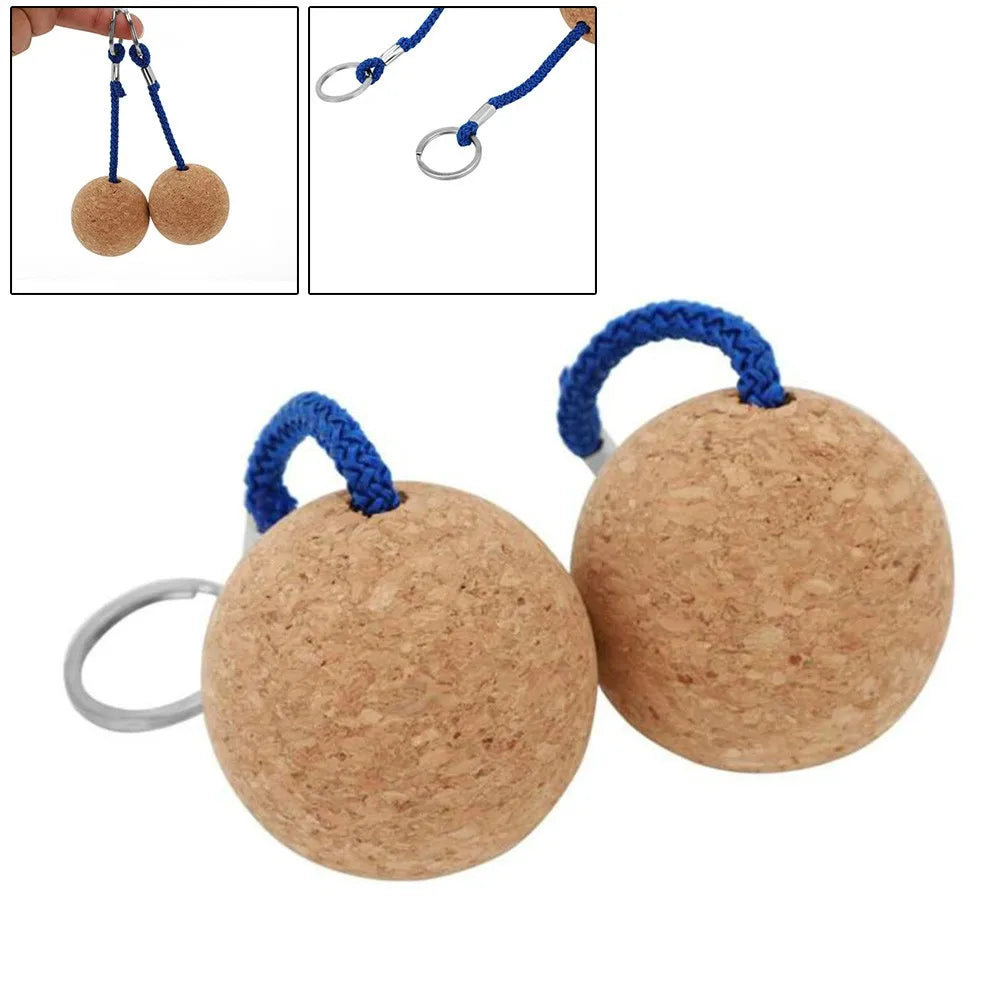 Floating Cork Ball Keychain - 2Pcs