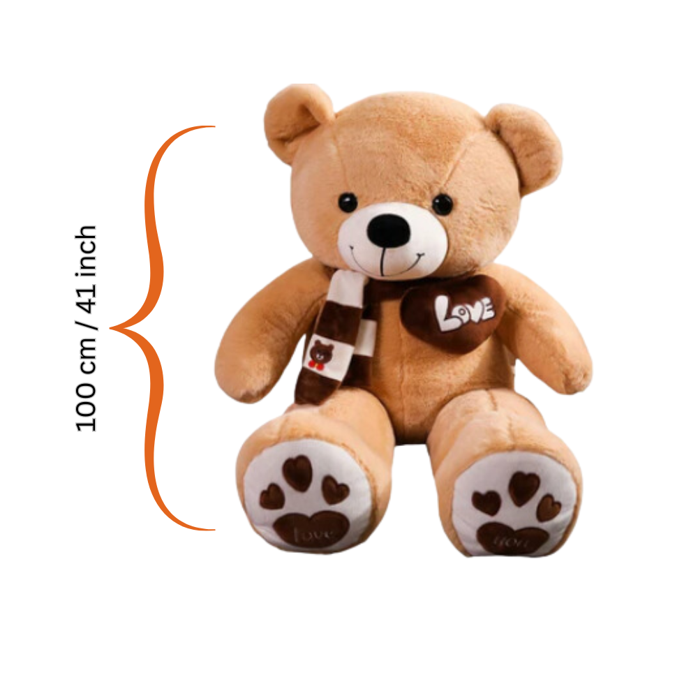 Huge 100cm Khaki Giant Teddy Bear Toys Stuffed Animals Soft Plush Cotton Scarf Bear Hold Pillow Doll